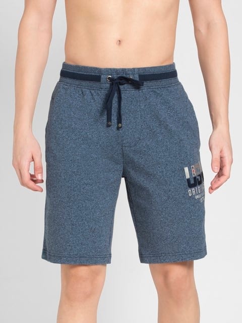Shorts for Men with Ribbed Waistband & Drawstring Closure - Navy Grindle