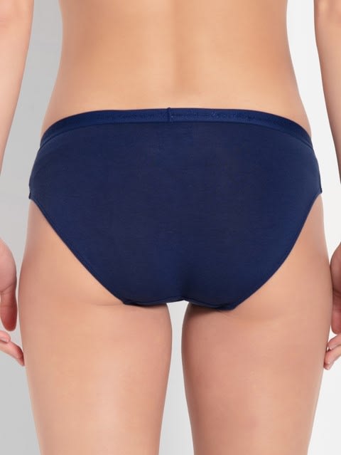 Low-waist Bikini Panties with Outer Elastic - Blue Depth