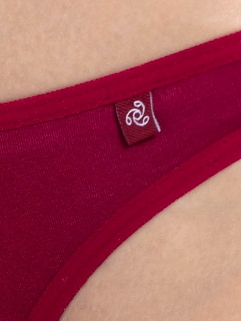 Women's Super Combed Cotton Elastane Stretch Low Waist Bikini With Concealed Waistband and StayFresh Treatment - Beet Red