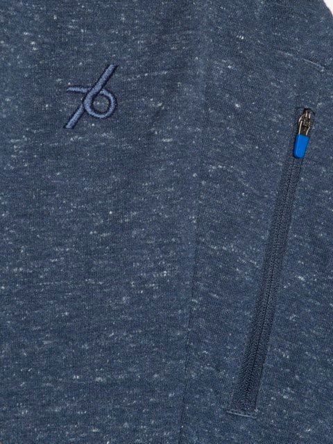Men's Super Combed Cotton Rich Slim Fit Joggers with Zipper Pockets - Blue Snow Melange