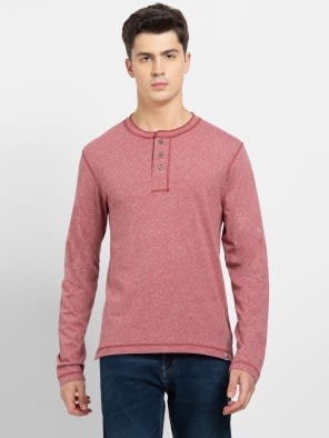 Red Grindle Long Sleeve Henley T-Shirt
