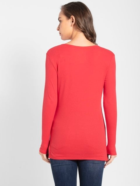 V Neck 3/4 Sleeve T-Shirt for Women - Hibiscus