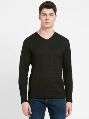 Black V-Neck Long Sleeve T-Shirt