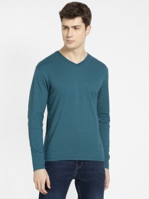 Super Combed Supima Cotton Solid V Neck Full Sleeve T-Shirt