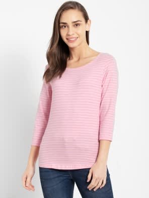 Pink Lady Melange Three Quarter Sleeve T-Shirt