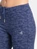 Women's Super Combed Cotton Elastane Stretch Yoga Pants with Side Zipper Pockets - Imperial Blue Marl