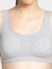 Women's Wirefree Padded Super Combed Cotton Elastane Stretch Full Coverage Slip-On Uniform Bra with Concealed Underband - Light Grey Melange