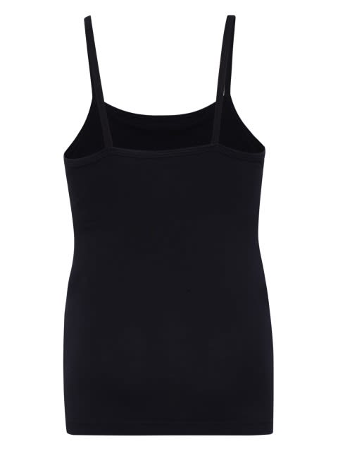 Girl's Super Combed Cotton Elastane Stretch Solid Camisole with Regular Straps - Black