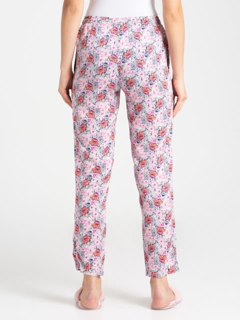 Women's Modal Printed Woven Fabric Relaxed Fit Pyjama with Side Pockets - Classic Navy Assorted Prints