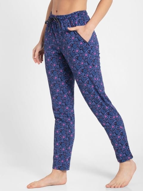 Ultra-soft Pyjama for Women with Side Pocket & Drawstring  - Classic Navy Assorted Prints