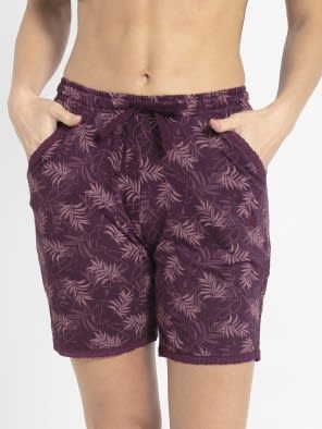 Purple Wine Assorted Prints Knit Sleep Shorts