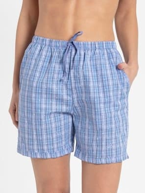 Super Combed Cotton Woven Relaxed Fit Checkered Shorts