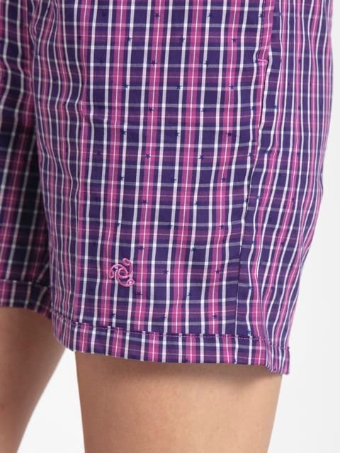 Lavender Scent Assorted Checks Woven Knee Length Shorts
