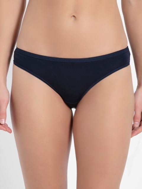 Low-waist Ultra-soft Bikini Panties with Outer Elastic - Navy Blazer