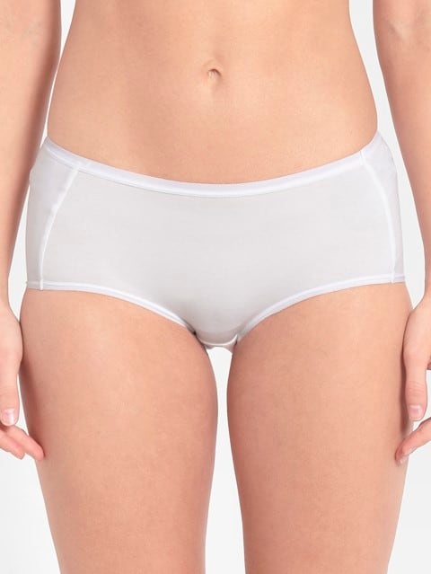Women's Full Coverage Micro Modal Elastane Stretch High Waist Full Brief With Exposed Waistband and StayFresh Treatment - White