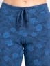 Women's Super Combed Cotton Elastane Stretch Slim Fit Printed Capri with Side Pockets - Vintage Denim Melange Printed