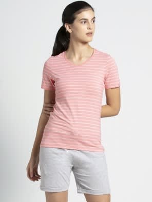 Super Combed Cotton Elastane Stretch Yarn Dyed V Neck T-Shirt