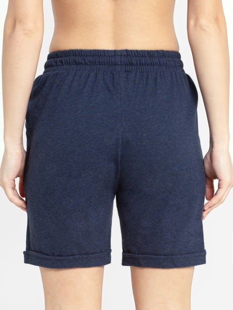 Women's Super Combed Cotton Rich Regular Fit Shorts with Side Pockets - Ink Blue Melange