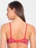 Women's Wirefree Non Padded Super Combed Cotton Elastane Stretch Full Coverage Cross Back Styling with Adjustable Straps - Hibiscus Red Print