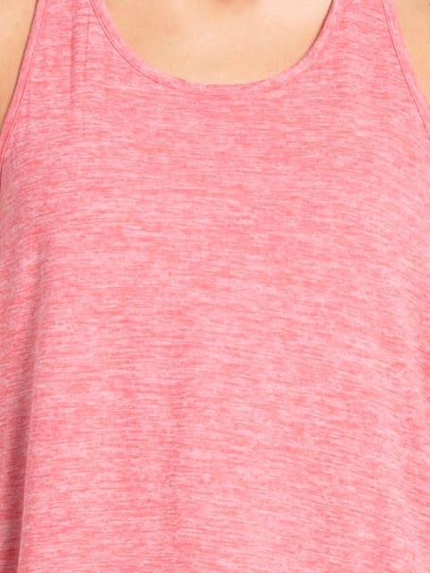 Women's Microfiber Fabric Graphic Printed Racerback Styled Tank Top with Stay Dry Treatment - Coral