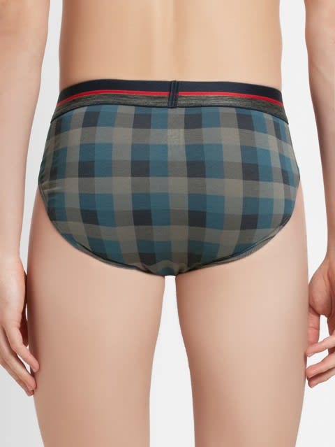 Super Combed Cotton Elastane Stretch Checkered Brief with Ultrasoft Waistband