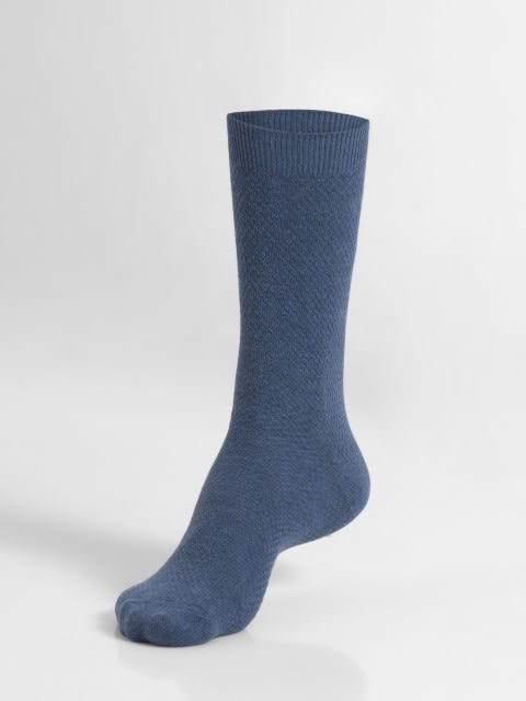 Calf Length Socks for Men - Denim Melange Des1