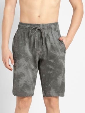 Mid Grey Melange Print Straight fit shorts