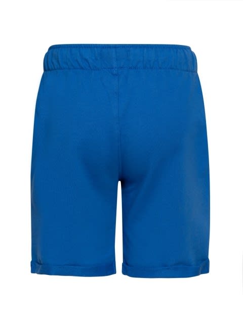 Boy's Super Combed Cotton Rich French Terry Graphic Printed Shorts with Pockets and Turn Up Hem Styling - Palace Blue