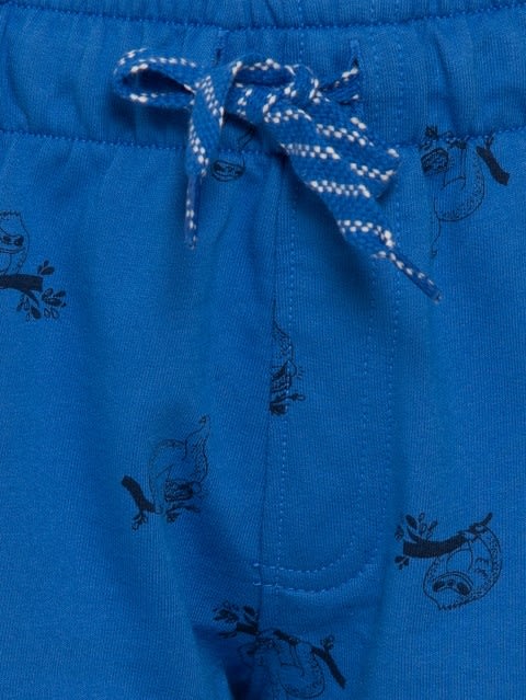 Shorts for Boys with Side Pocket & Drawstring Closure - Palace Blue Printed