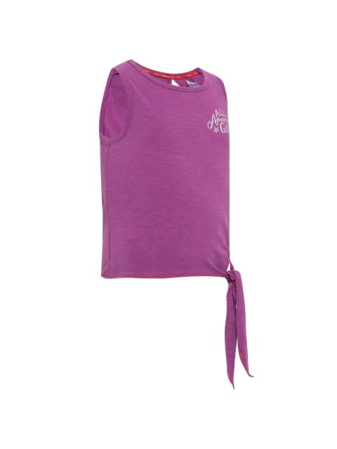 Round Neck Sleeveless Tank Top for Girls - Wood Voilet Printed