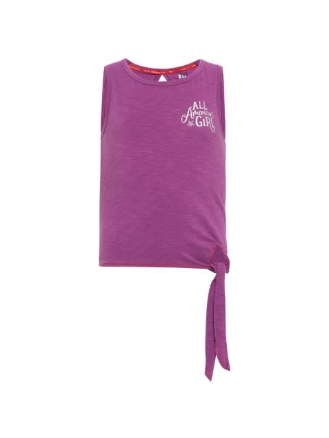 Round Neck Sleeveless Tank Top for Girls - Wood Voilet Printed