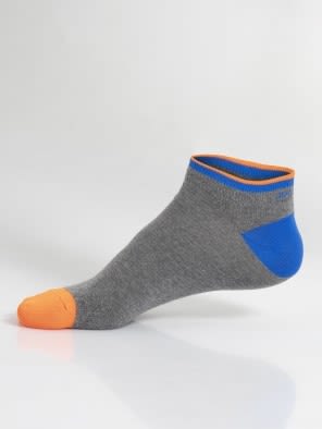 Mid Grey Melange & Assorted Neon Colors Men Low Show Socks