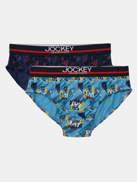 Boy's Super Combed Cotton Printed Brief with Ultrasoft Waistband - Assorted Prints(Pack of 2)