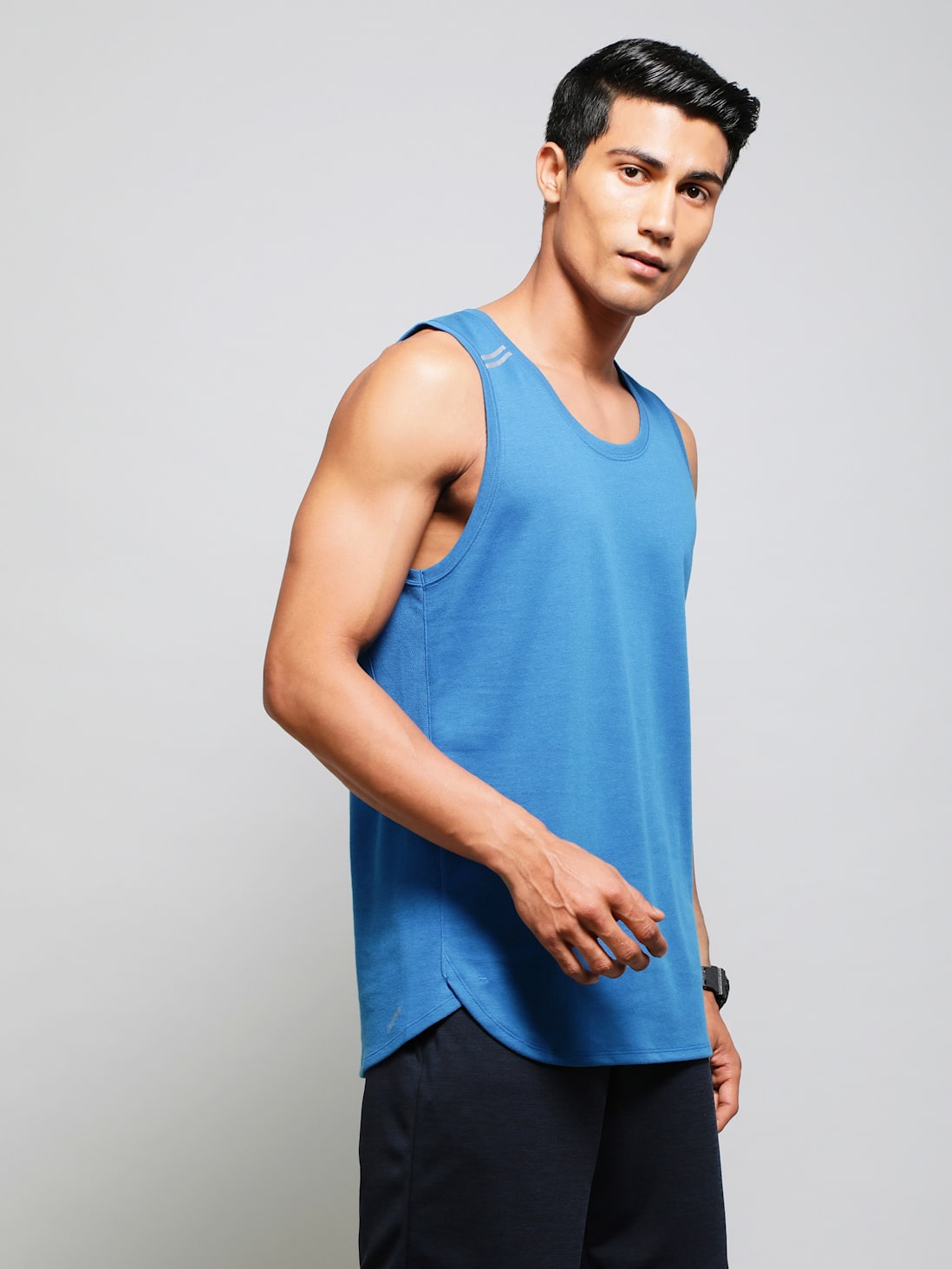 Buy Men's Super Combed Cotton Blend Solid Low Neck Tank Top With ...