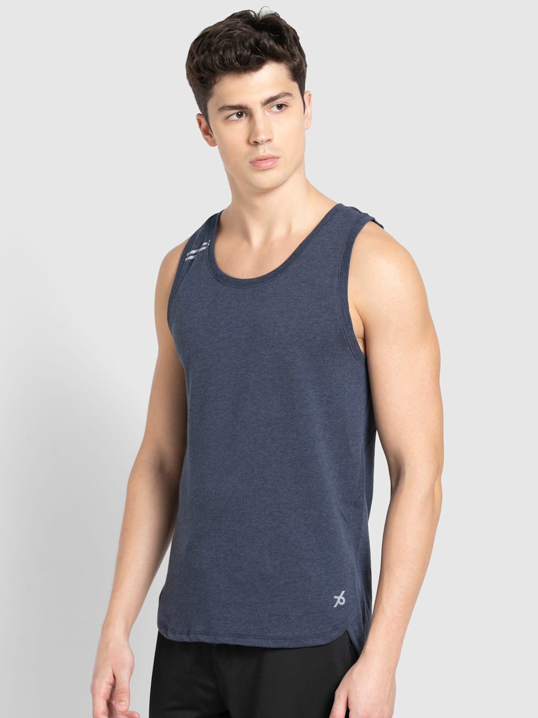 Buy Men's Super Combed Cotton Blend Solid Low Neck Tank Top With ...