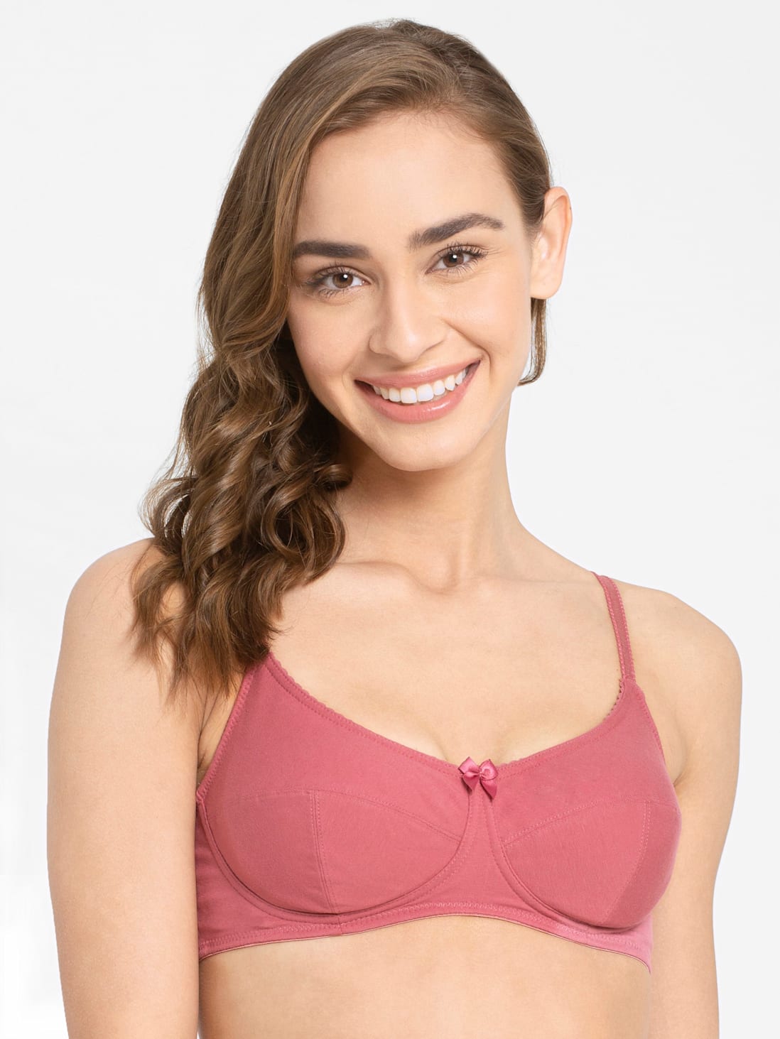 Women's Wirefree Non Padded Super Combed Cotton Elastane Stretch Full  Coverage Everyday Bra with Soft Adjustable Straps - Rose Wine