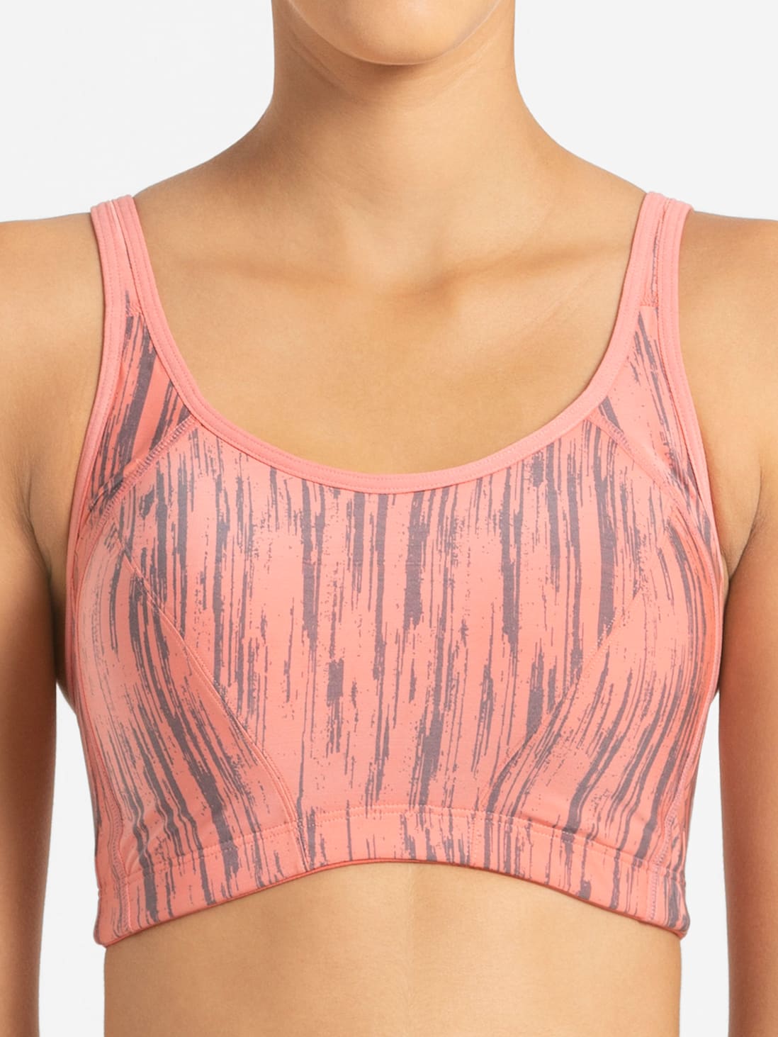 Buy Women's Wirefree Padded Microfiber Elastane Stretch Printed Full  Coverage Racer Back Front Zipper Styling Sports Bra with Stay Fresh and  Stay Dry Treatment - Peach Blossom Assorted MI02