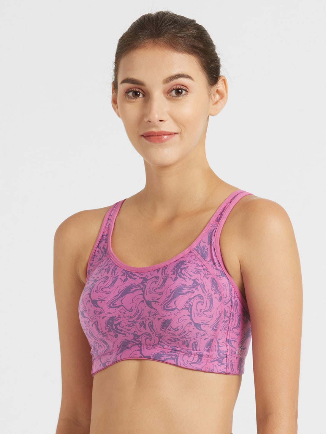 Buy Women's Wirefree Padded Microfiber Elastane Stretch Printed Full  Coverage Sports Bra with Optional Racer Back Styling and Stay Dry Treatment  - Lavender Scent Assorted MI01