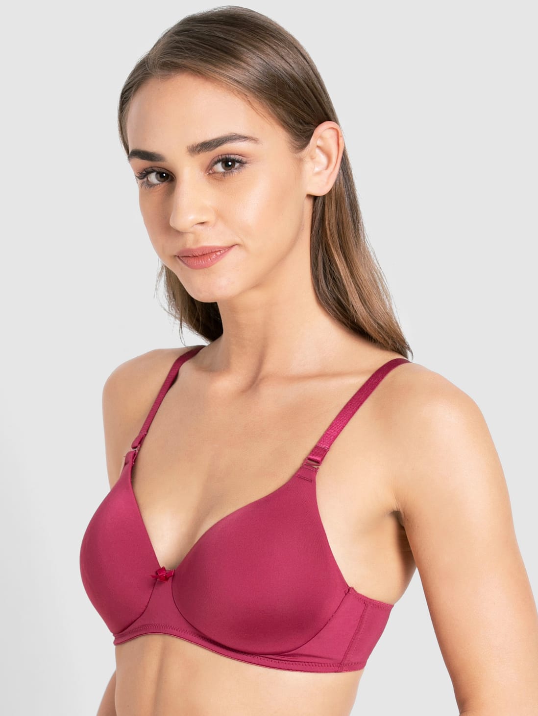 Buy Women's Wirefree Padded Microfiber Nylon Elastane Stretch Full Coverage  Multiway Styling T-Shirt Bra with Magic Under Cup - Pink Wine 1819