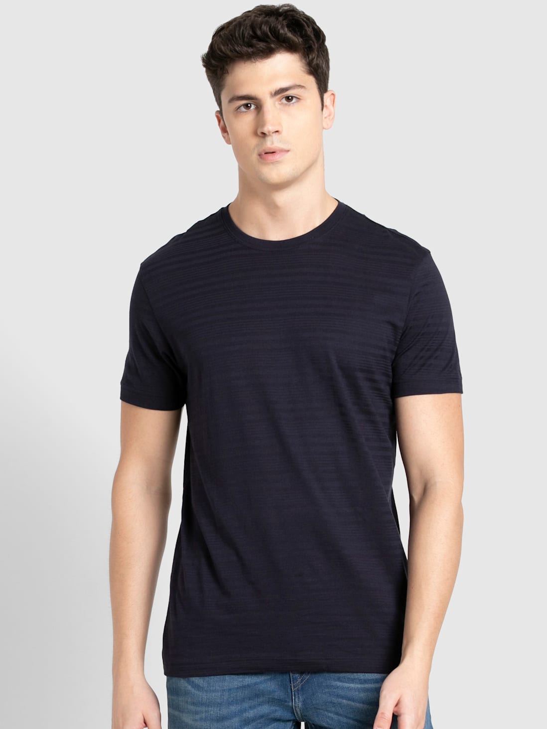 True Navy Solid Round Neck Half Sleeve T-Shirt for Men IM21 | Jockey India