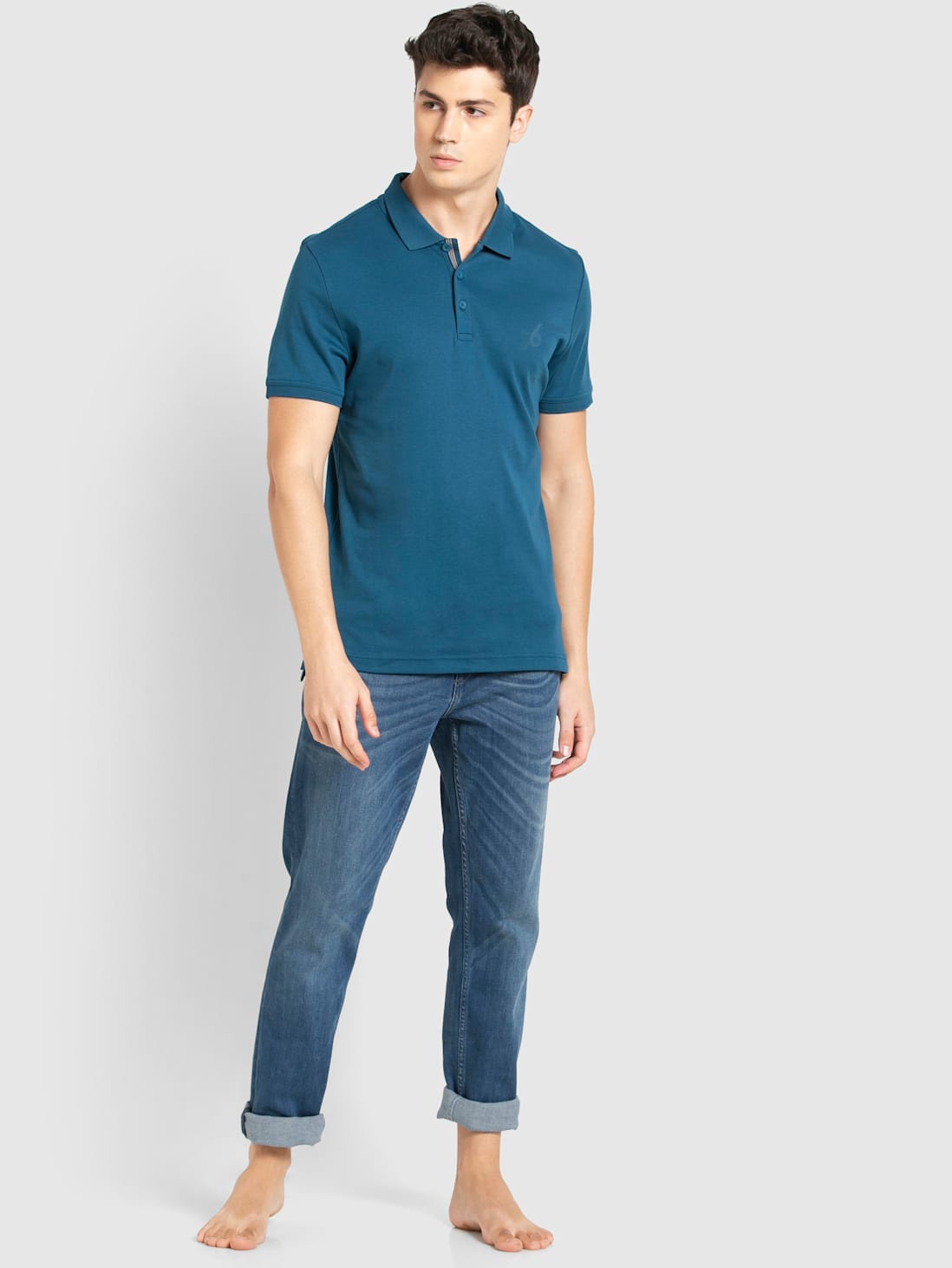 Seaport Teal Solid Half Sleeve Polo Sports T-Shirt for Men 3911 ...