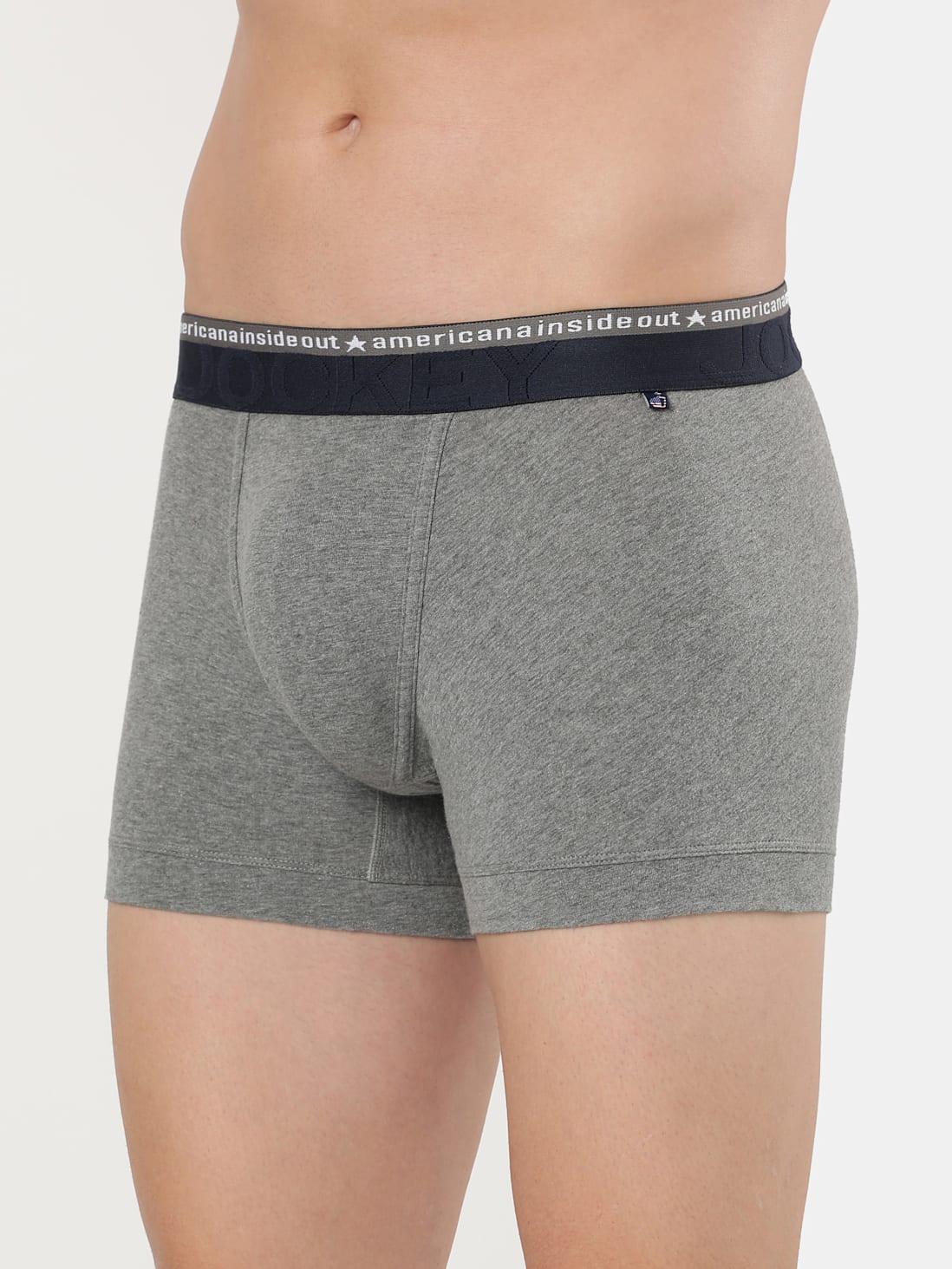 Mid Grey Melange Ultra-soft Mens Trunks with Double layer Contoured ...