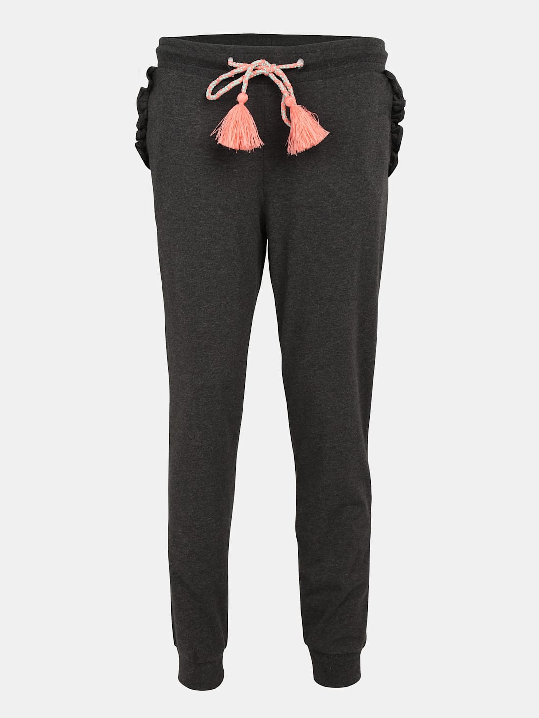 Buy Girl's Super Combed Cotton Elastane Stretch Slim Fit Joggers with Side  Pockets - Black Melange CG18