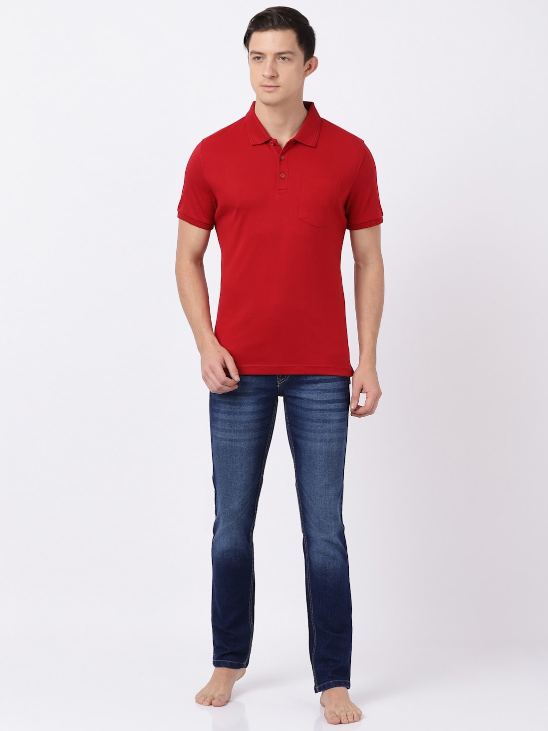 Buy Men's Super Combed Cotton Rich Solid Half Sleeve Polo T-Shirt with ...