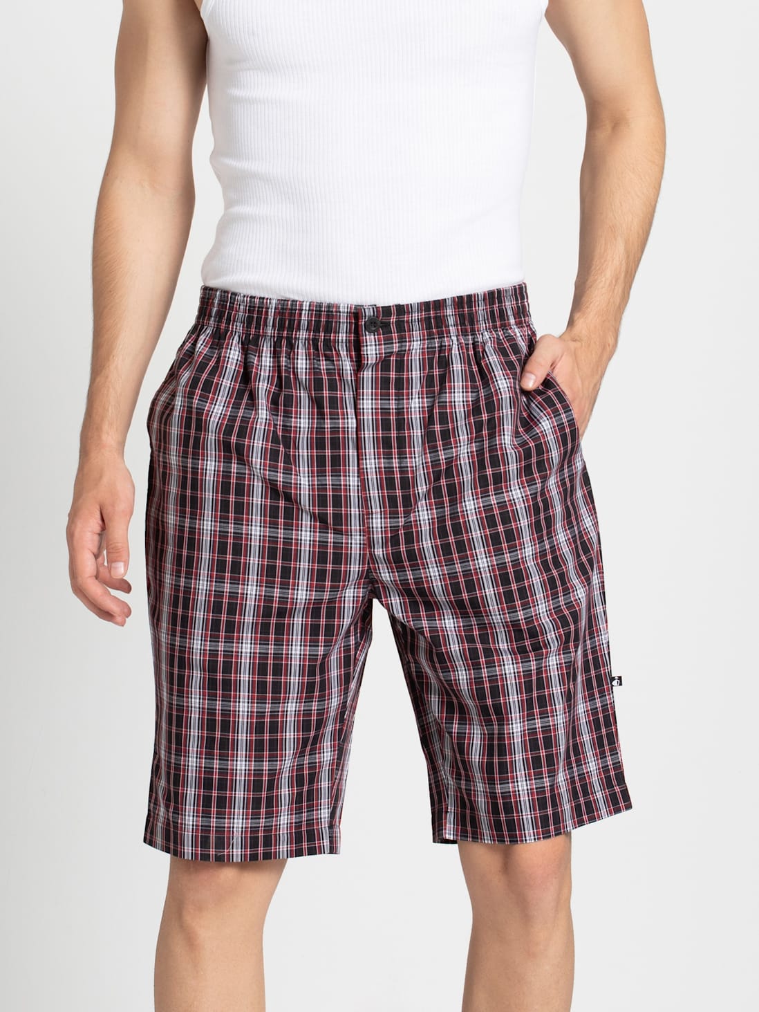 Buy Men's Super Combed Cotton Satin Weave Regular Fit Checkered Bermuda ...