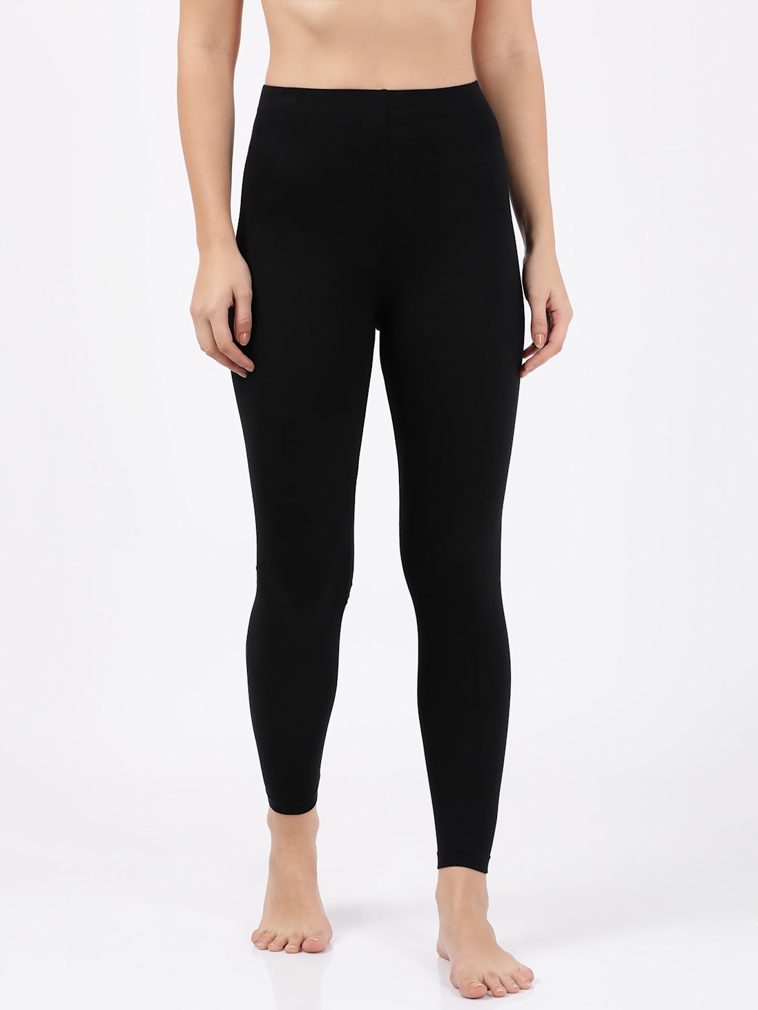 Buy Women's Super Combed Cotton Elastane Stretch Leggings with Ultrasoft  Waistband - Black AW87