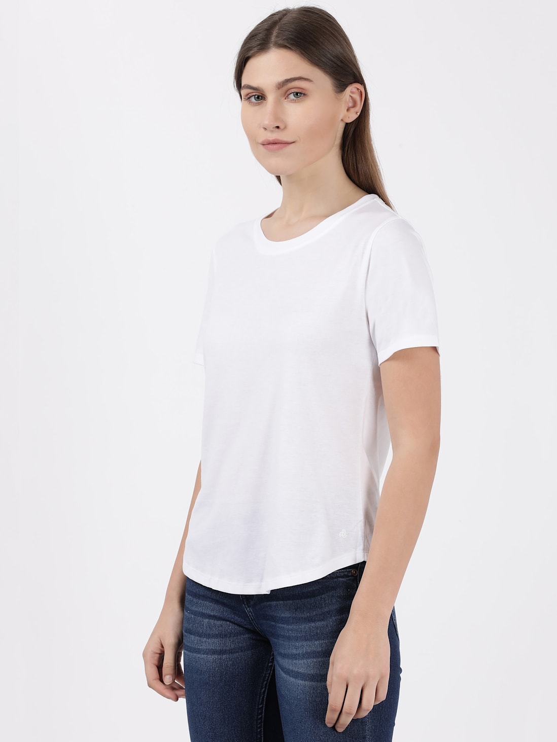 Buy Women's Super Combed Cotton Rich Relaxed Fit Solid Curved Hem ...