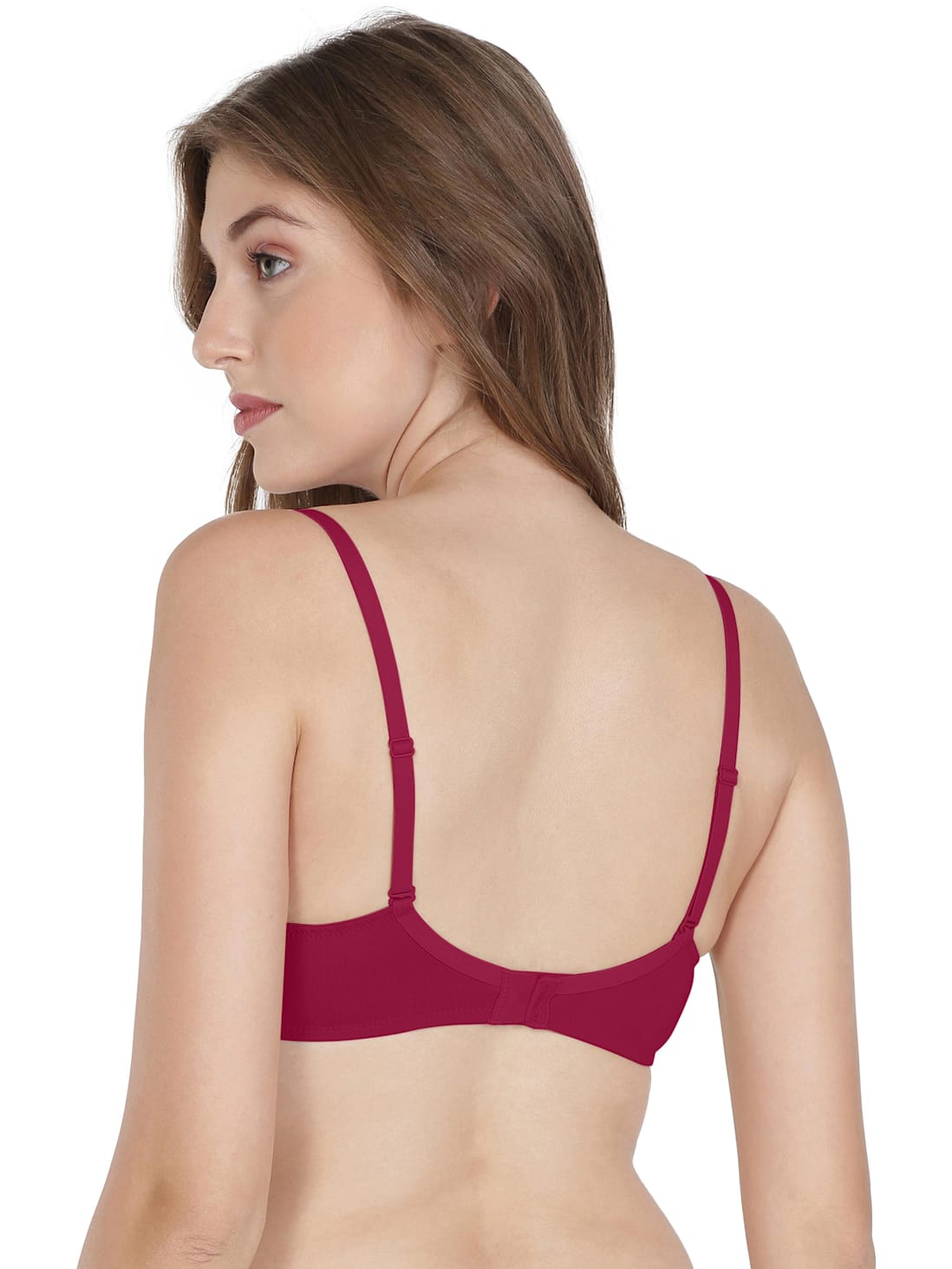 Buy Women's Wirefree Padded Super Combed Cotton Elastane Stretch Medium  Coverage Multiway Styling T-Shirt Bra with Detachable Straps - Beet Red  FE23