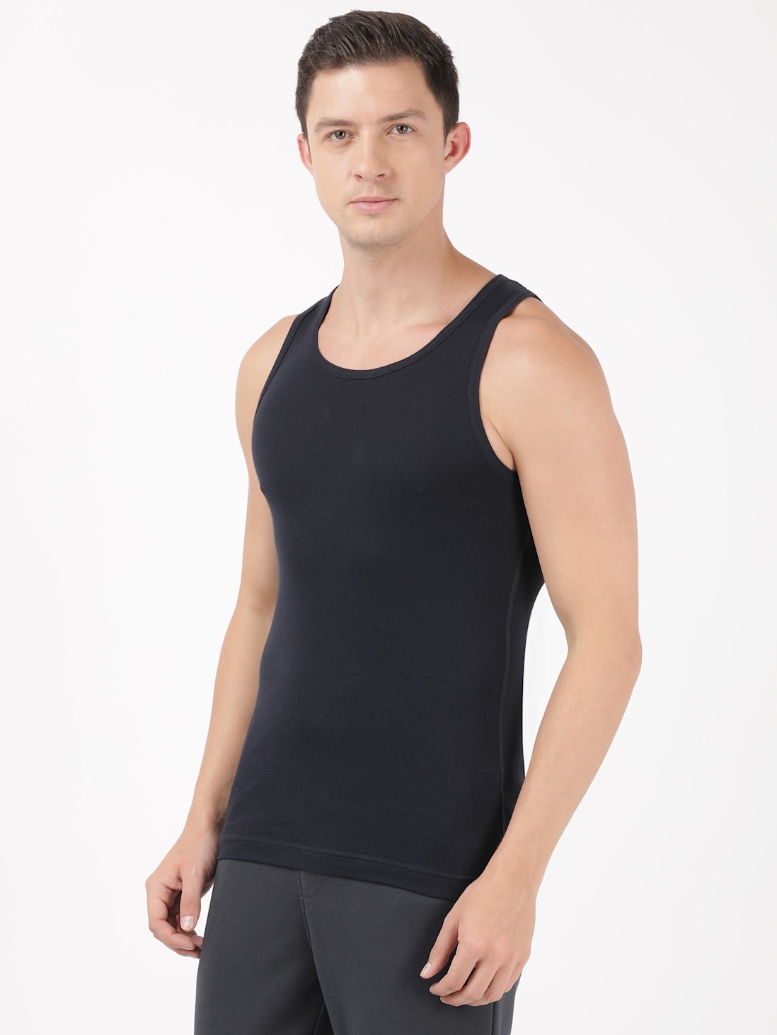 Buy Men's Super Combed Cotton Rib Round Neck Sleeveless Vest with ...