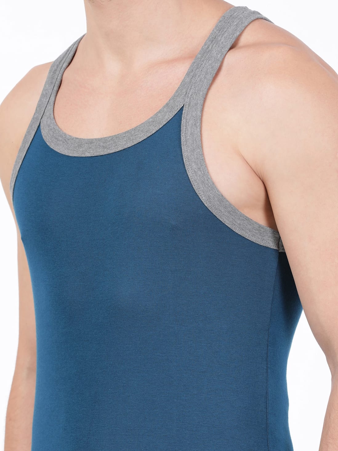 Men's Super Combed Cotton Rib Racer Back Styling Round Neck Gym Vest -  Black at Rs 240/piece in Adilabad
